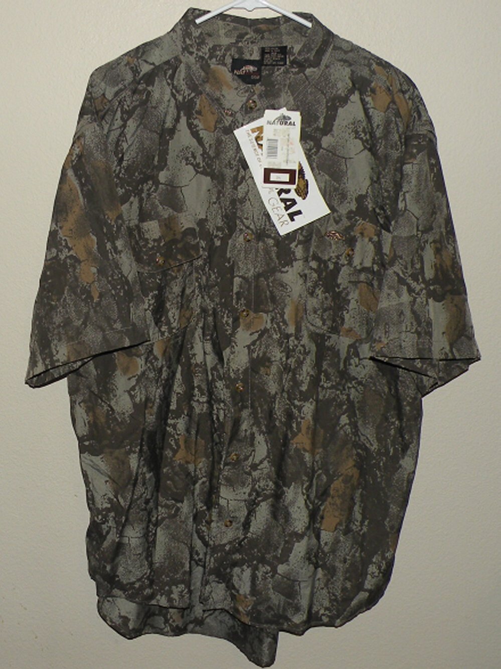 Natural Gear Men’s 2XL XXL SS Nylon Vented Button Shirt Camo Camouflage NWT